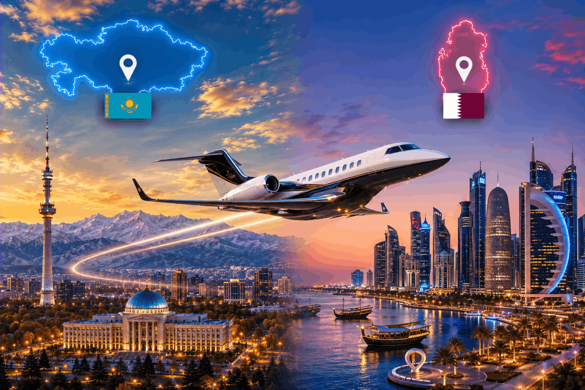 Almaty To Doha Flight - Premium Private Jet Travel Between Kazakhstan And Qatar
