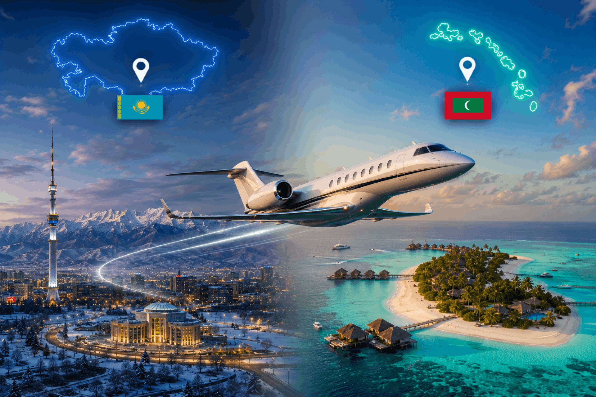 Almaty To Maldives Flight - Luxury Island Travel By Private Jet