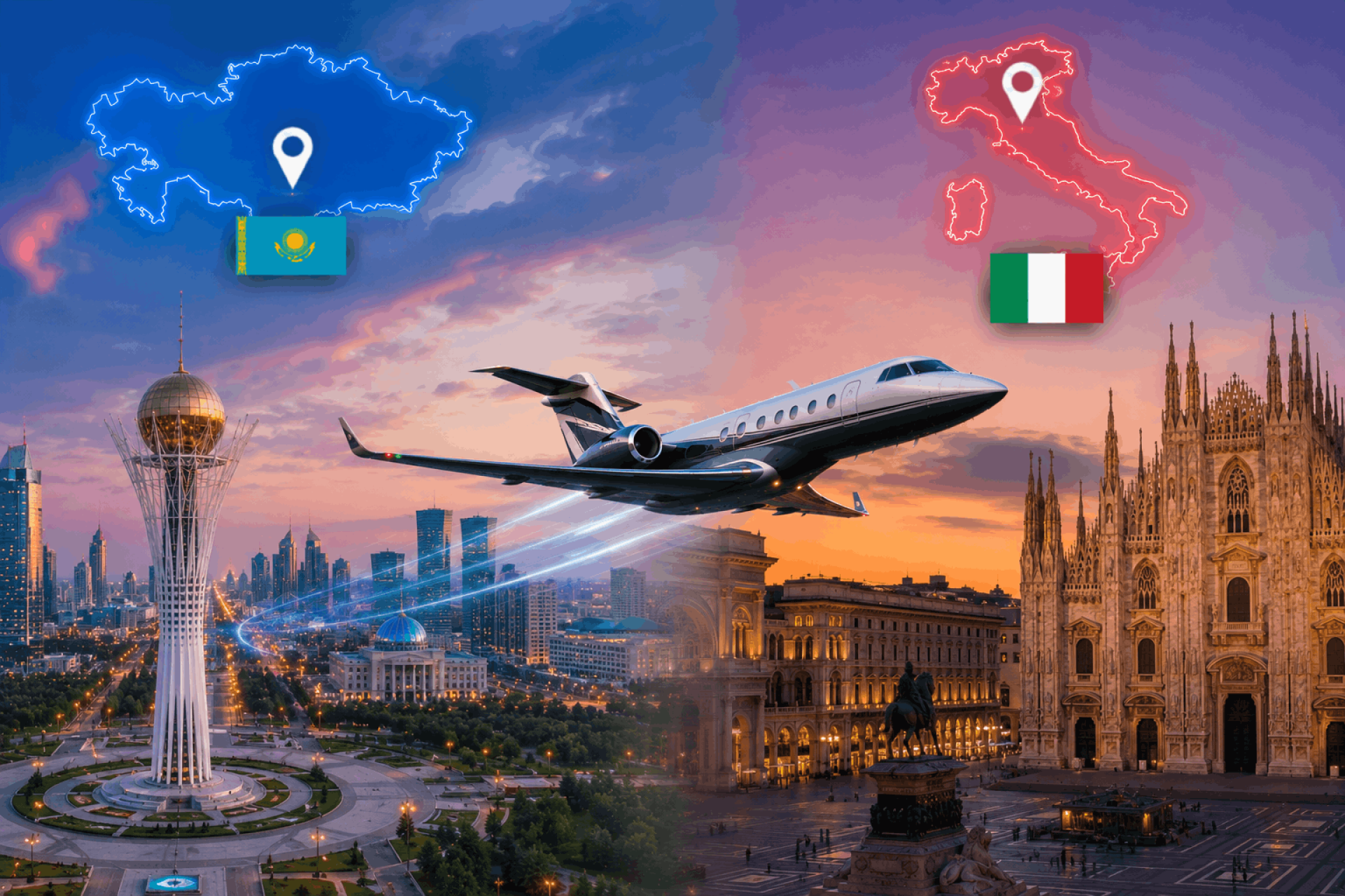 Almaty To Milan - Luxury Private Jet Travel To Italy