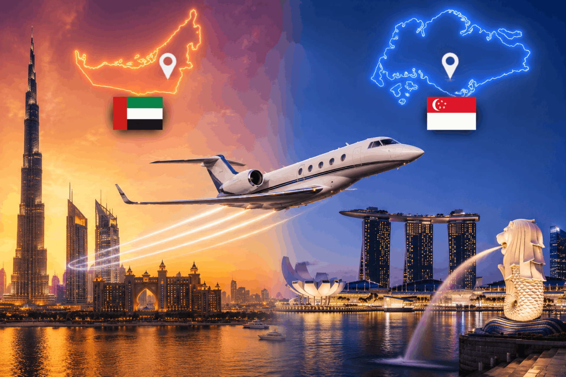 Dubai To Singapore Flight - Luxury Private Jet Travel Between Two Global Business Hubs