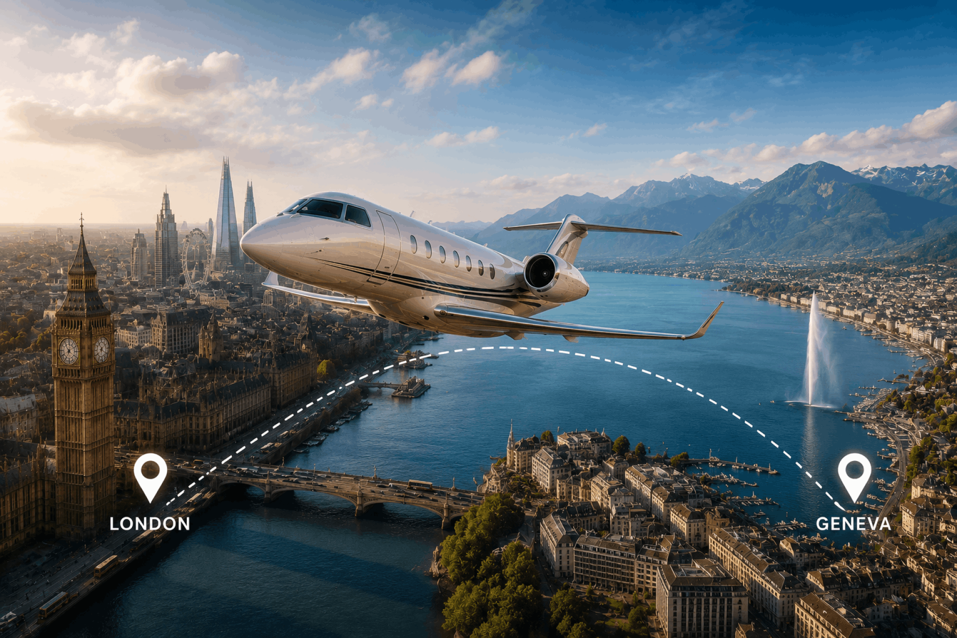 Why Travelers Prefer London To Geneva Private Jet Charter Services By JETS28?