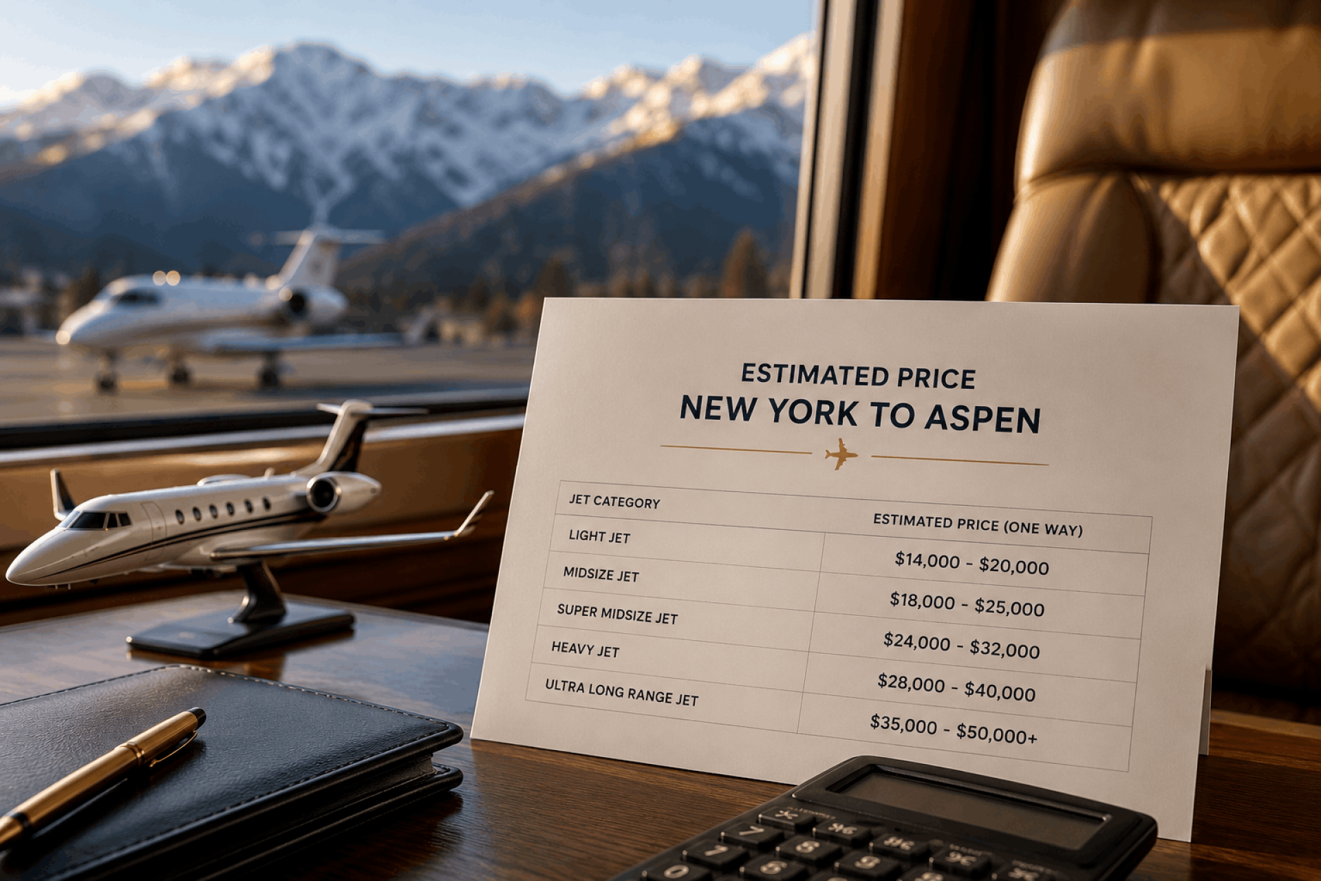 Private Jet Charter Cost New York To Aspen - Estimated Pricing