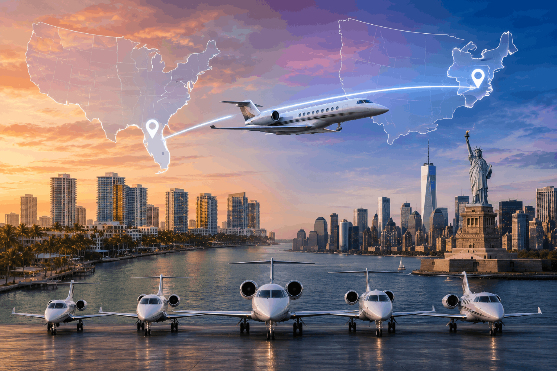 Private Jet Charter Miami To New York - Possible Aircrafts