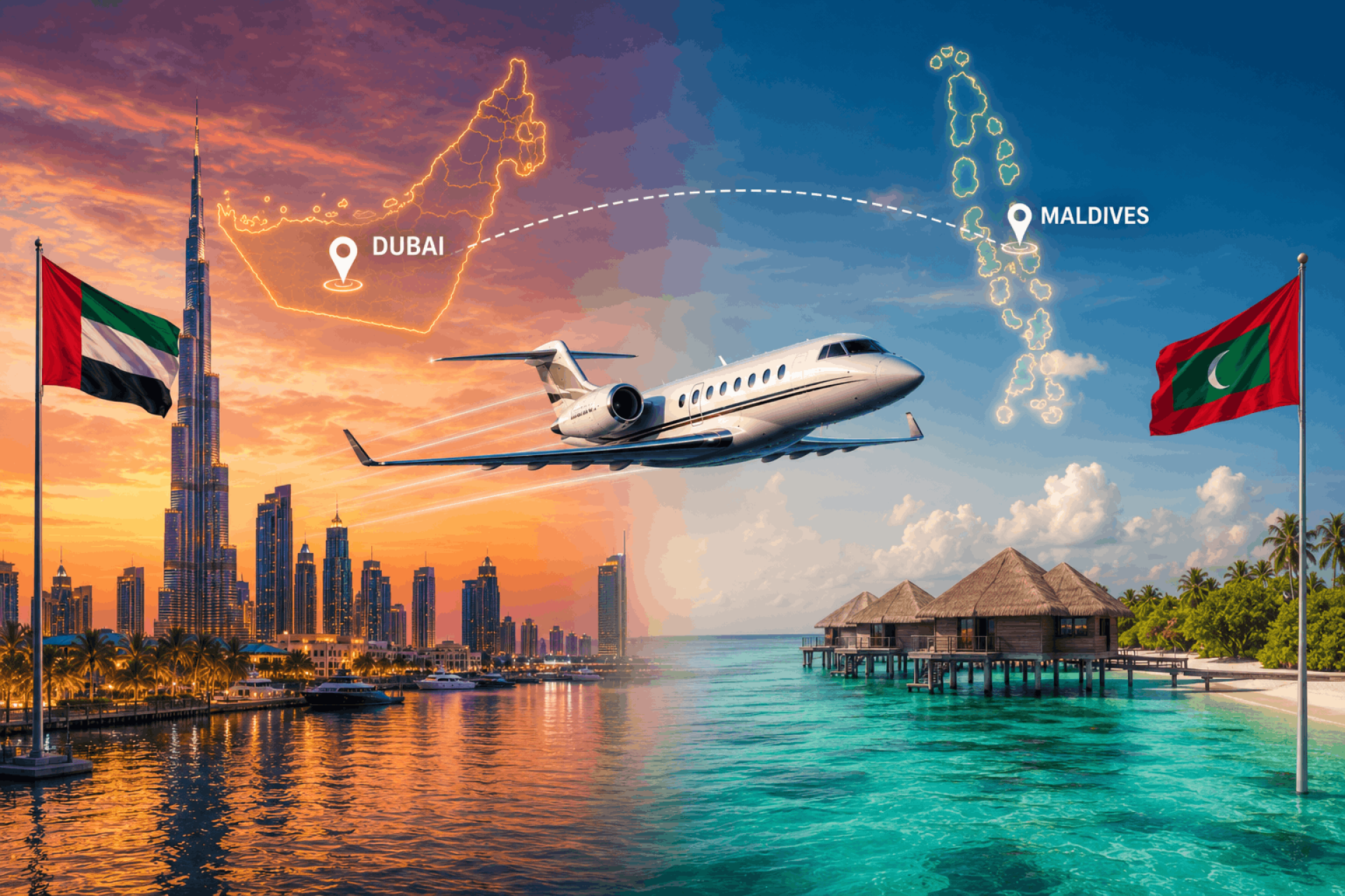 Private Jet Dubai To Maldives - Luxury Escape To The Indian Ocean