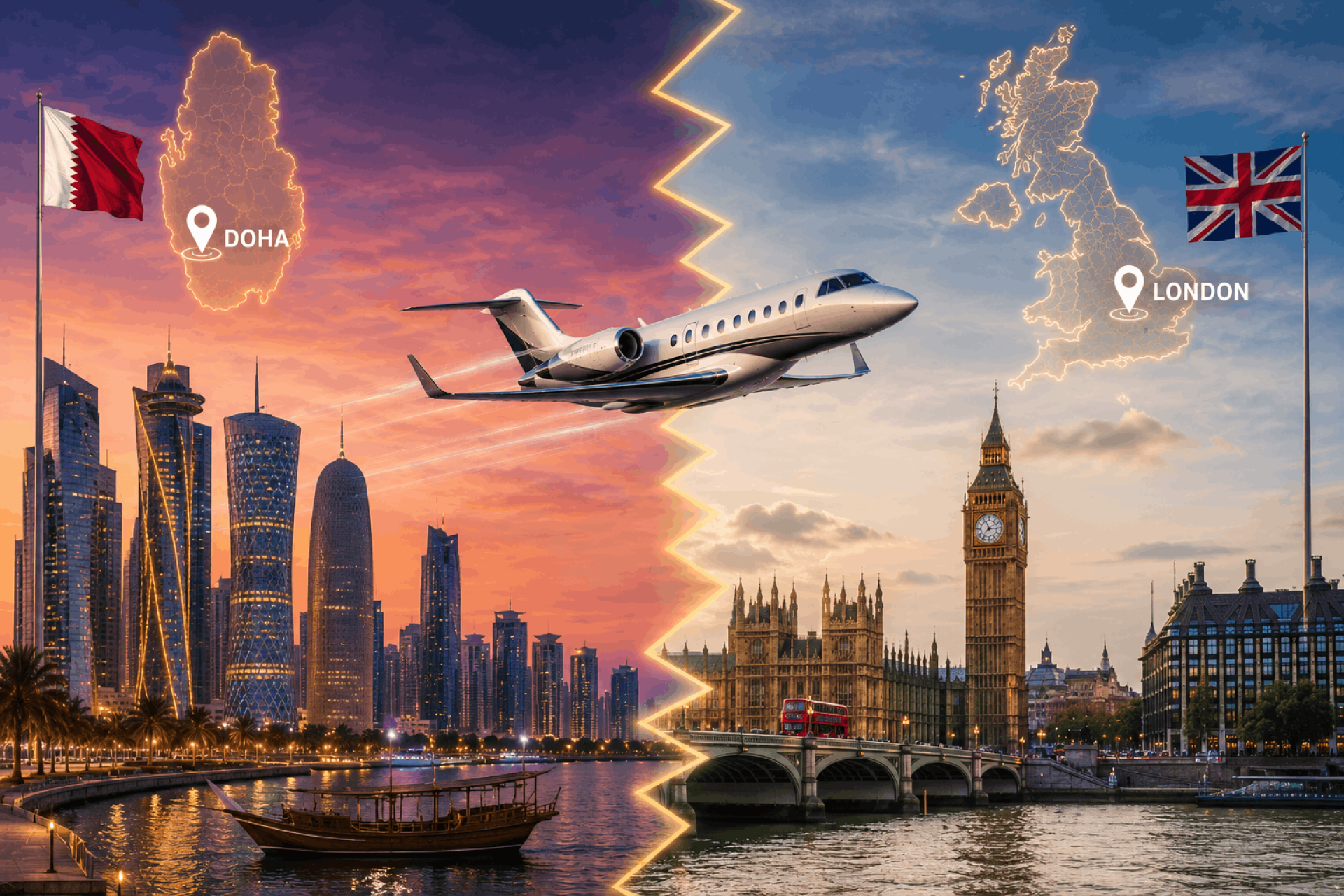 Private Jet From Doha To London - Luxury Travel Between Qatar And The UK