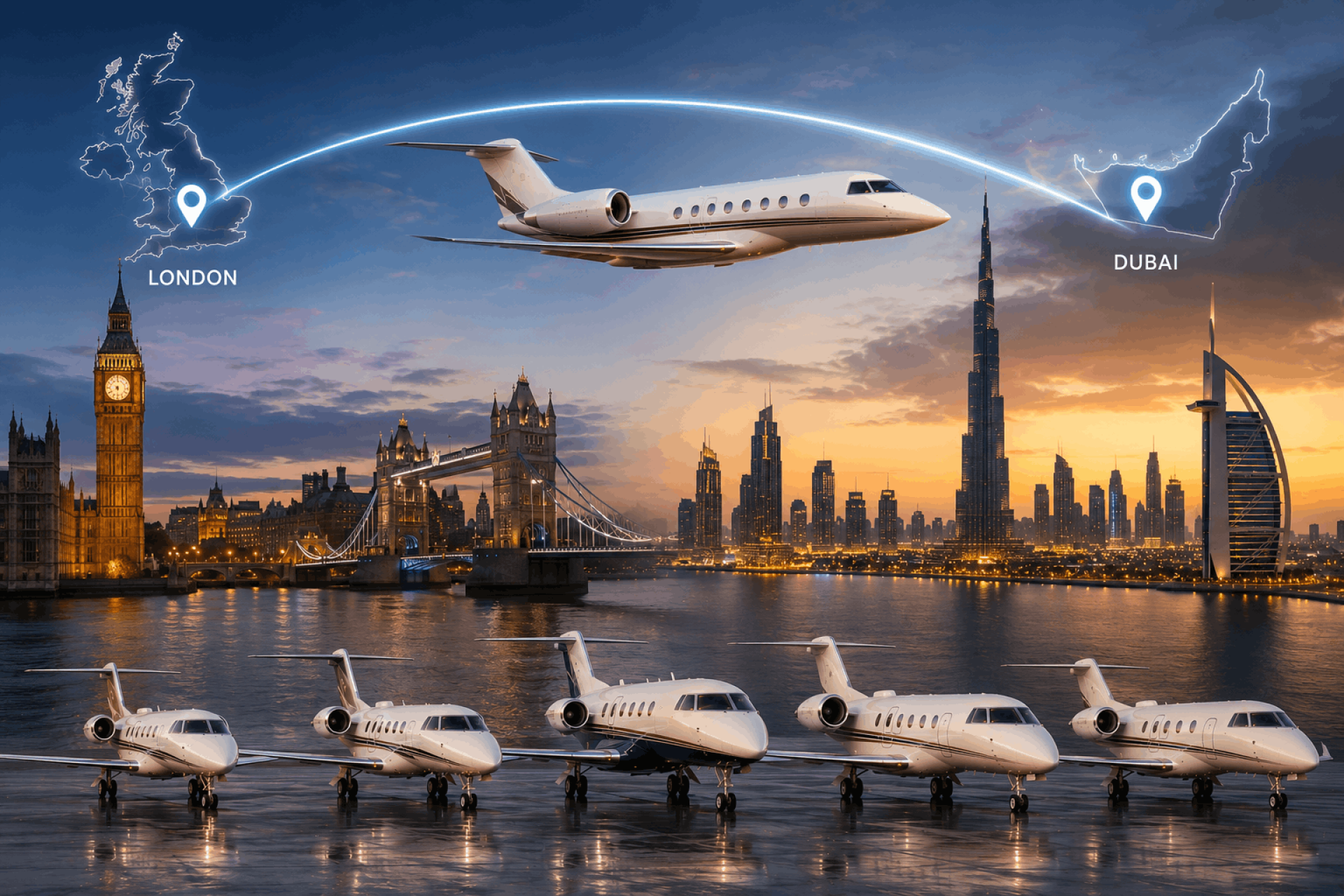 Private Jet London To Dubai Possible Aircrafts