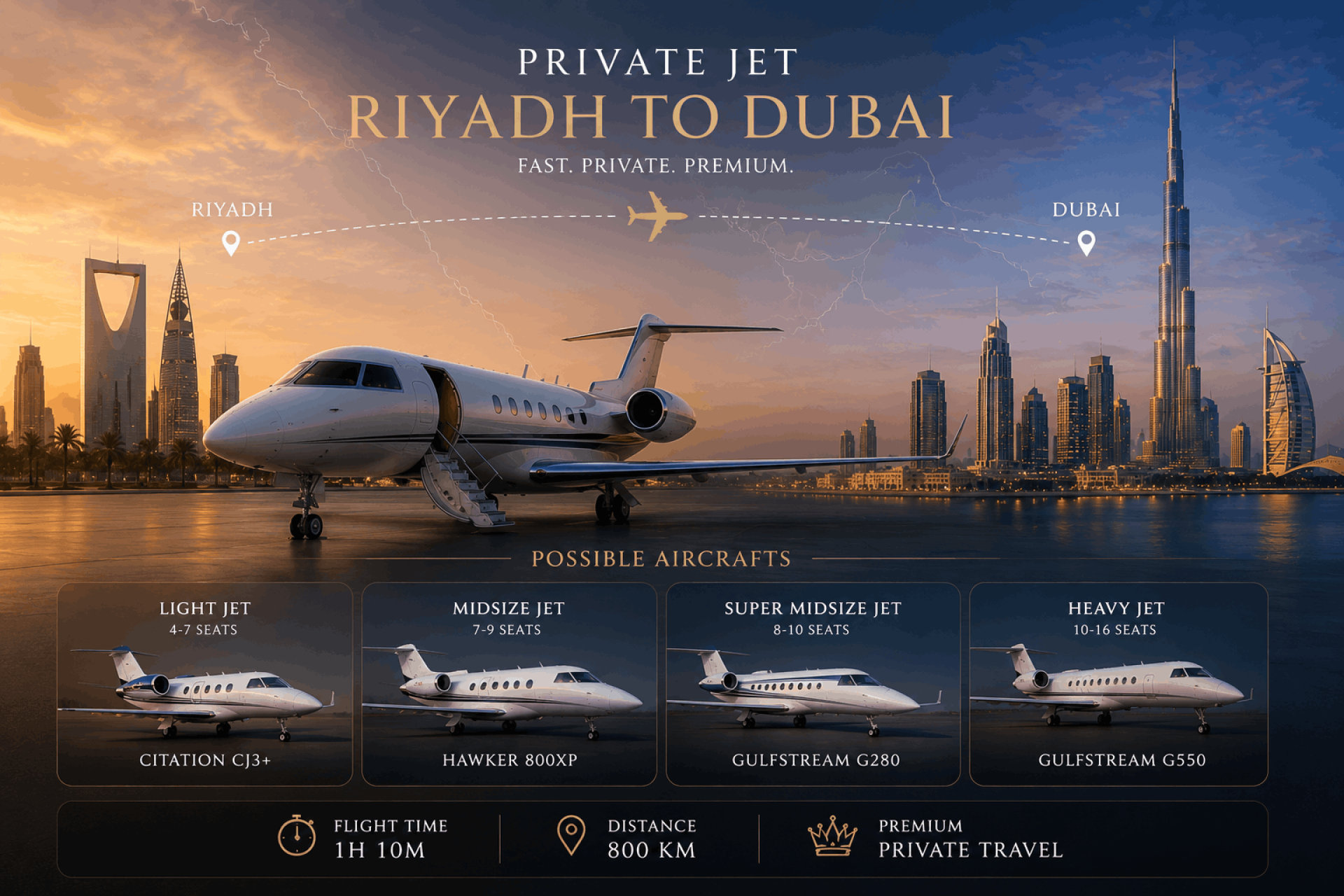 Private Jet Riyadh To Dubai - Possible Aircrafts