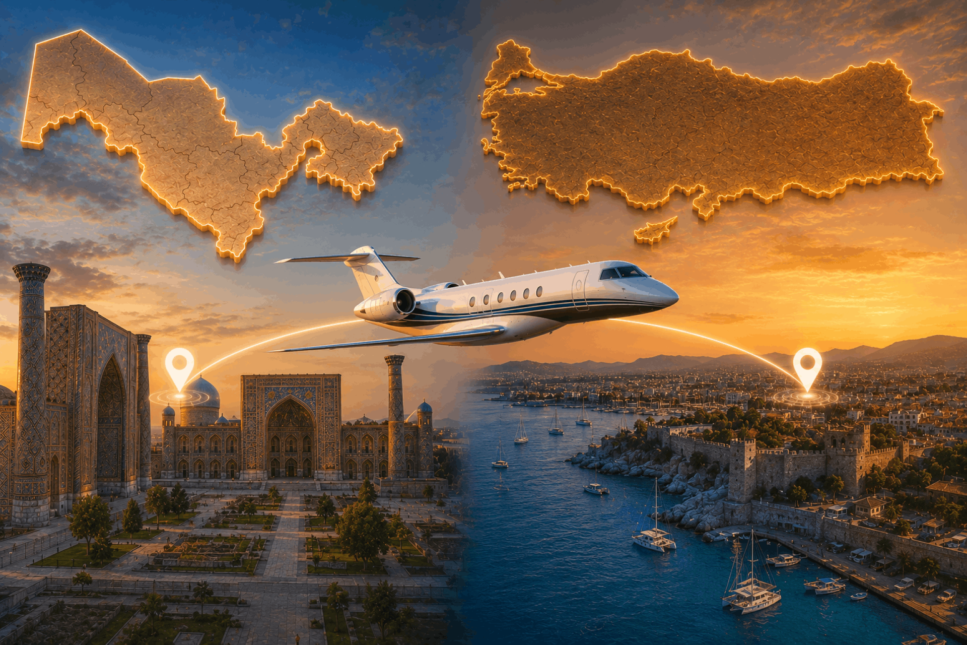 Samarkand To Antalya - Luxury Private Jet Travel To Türkiye's Mediterranean Coast